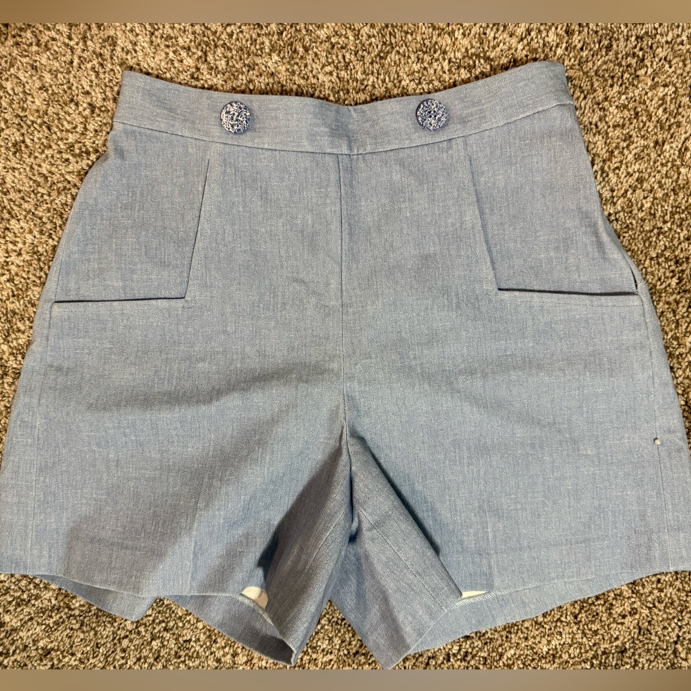 Lela Rose Light Blue High Waist Women's Shorts